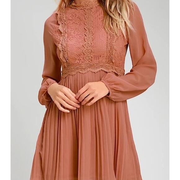 Zara Dress Womens Medium Charlisa Rusty Rose Lace Dress Whimsical Boho Dess NWT - Picture 2 of 13